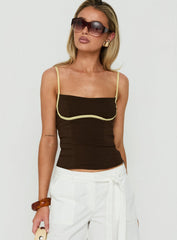 Zelaida Contrast Corset Top Brown / Butter