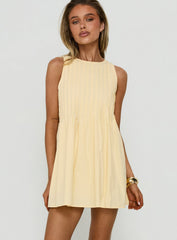 Dreamboat Pleated Mini Dress Yellow