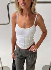 Clarenzia Ribbed Corset Top White