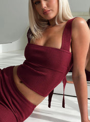 Mooring Square Neck Top Maroon