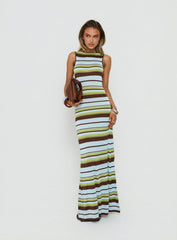 Saedee Knit Low Back Maxi Dress Multi Stripe