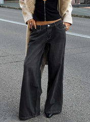 Ramos Low Rise Wide Leg Jeans Dark Grey Wash