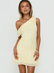 Darline One Shoulder Mini Dress Yellow