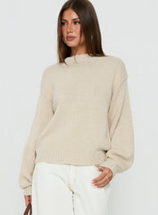 Harmony Balloon Sleeve Knit Sweater Beige