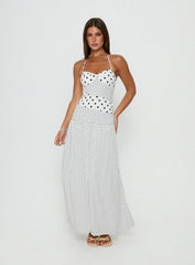 Marguerite Halter Maxi Dress White Polka Tall