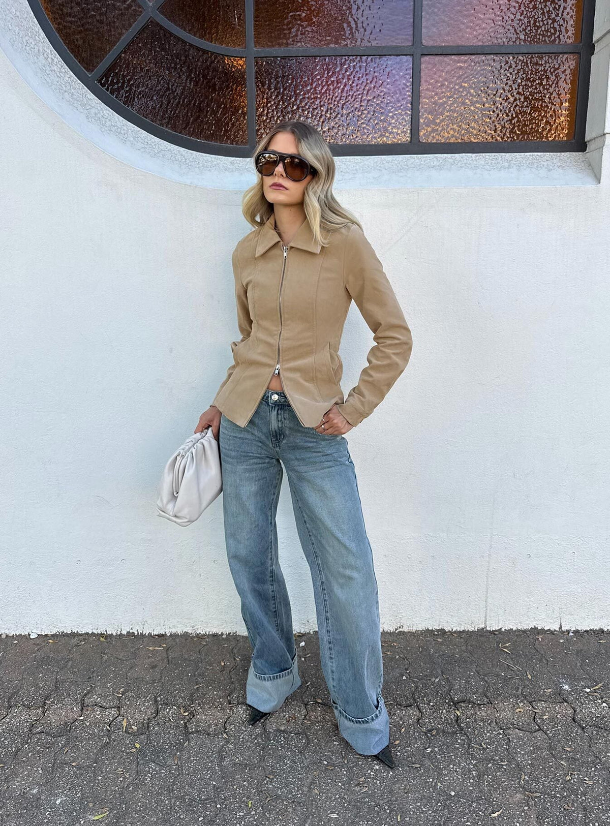 Ezia Wide Cuff Baggy Jeans Raw Denim