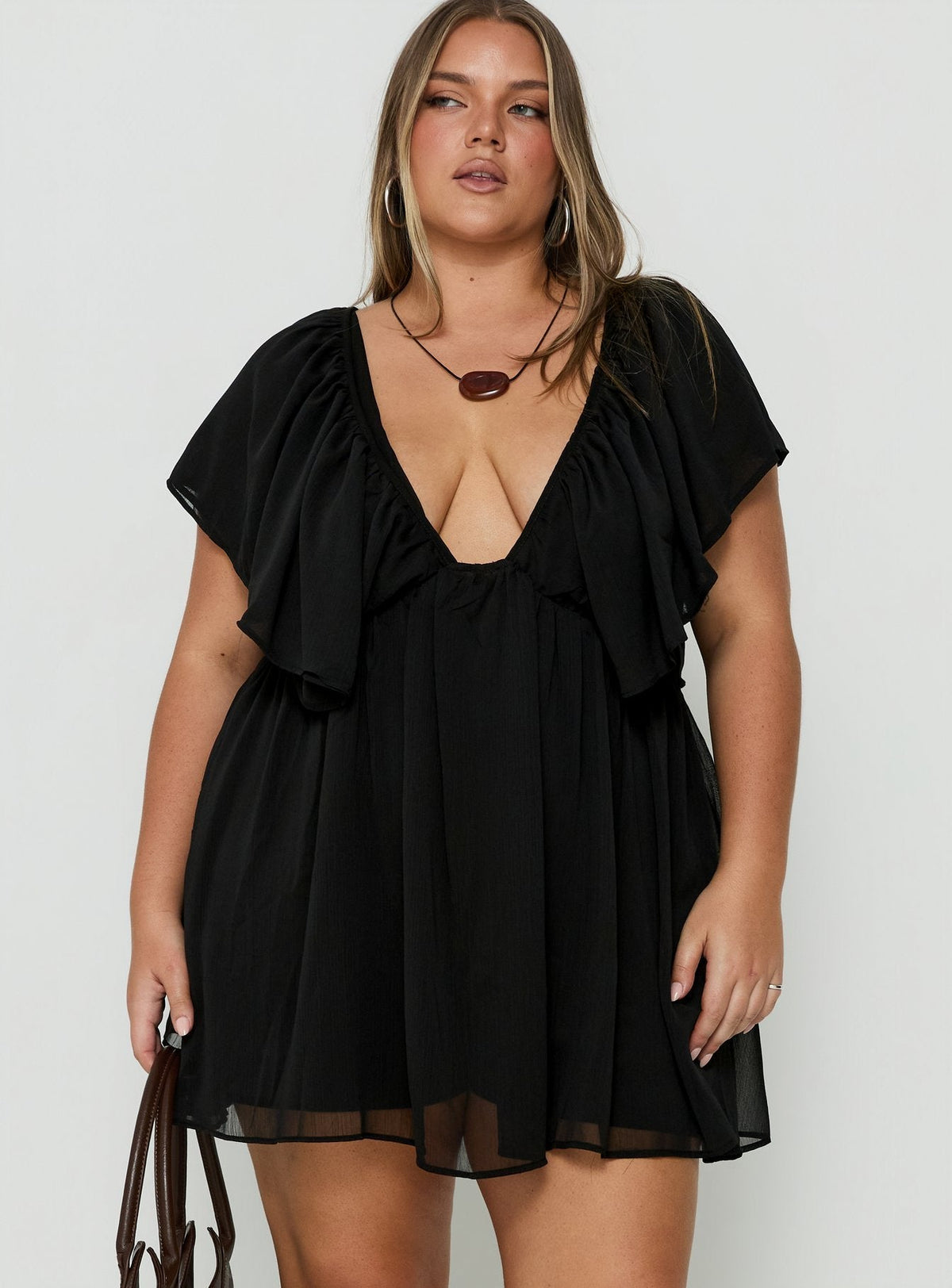Sun Spirit Plunge Flowy Playsuit Black Curve