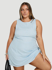 Yumiko Playsuit Blue Stripe Curve
