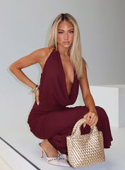 Vortexa Halter Maxi Dress Currant