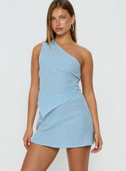 Dirst One Shoulder Set Blue Gingham