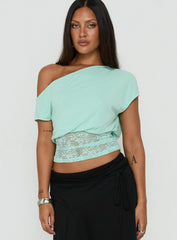 Marienna One Shoulder Lace Top Turquoise