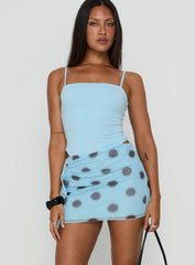 Cosmina Sarong Mini Dress Blurred Blue Polka Dot