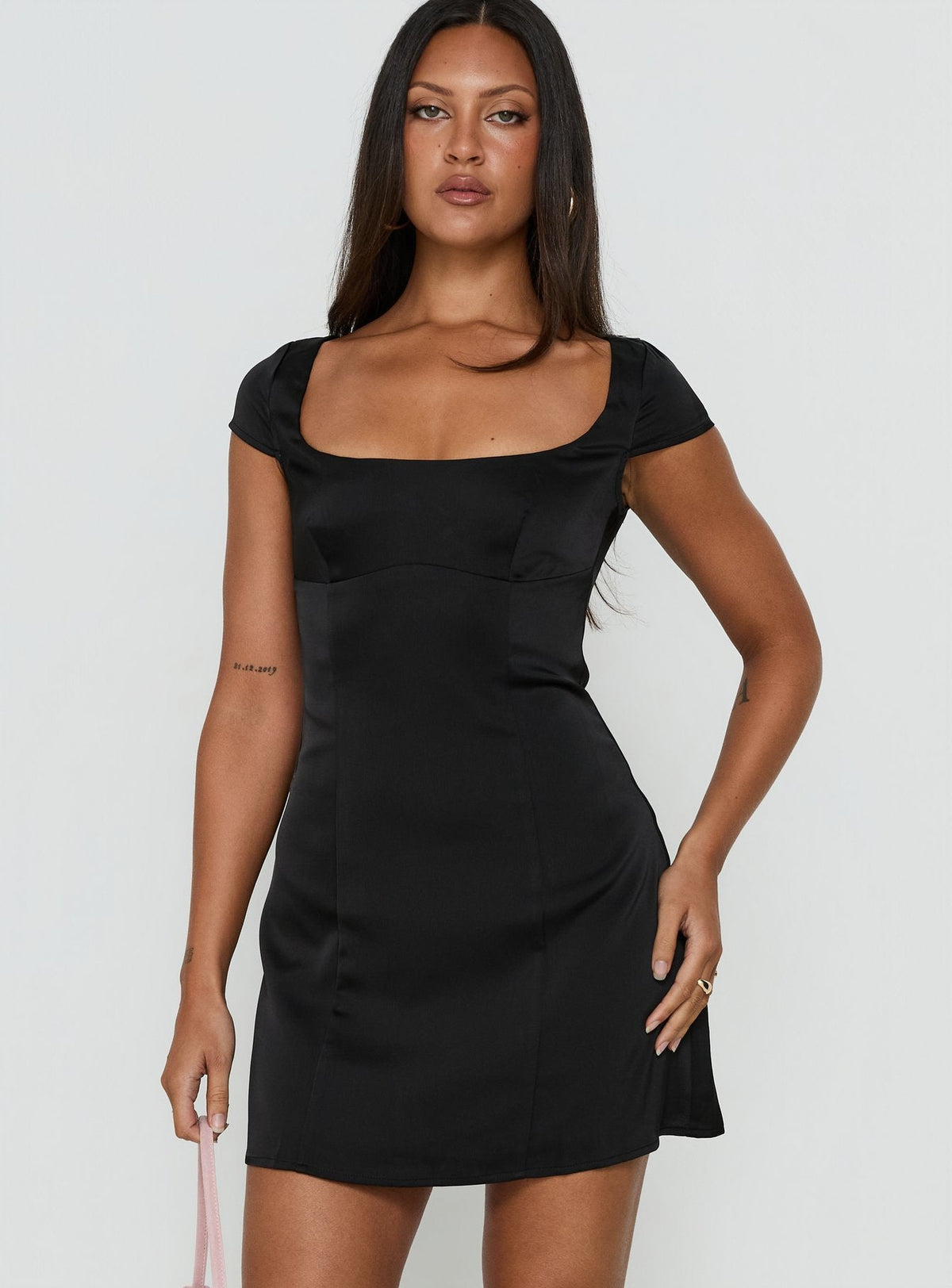 Nobodys Girl Scoop Neck Mini Dress Black