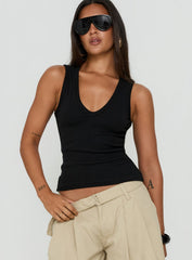 Baseline V Neck Rib Tank Top Black