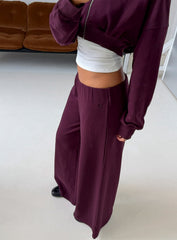 Kaeya Fleece Wide Leg Low Rise Pants Plum