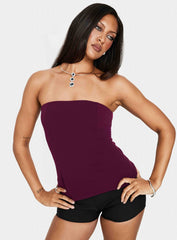 Loreto Strapless Tie Back Top Plum