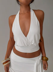 Arabele Halter Wrap Top White