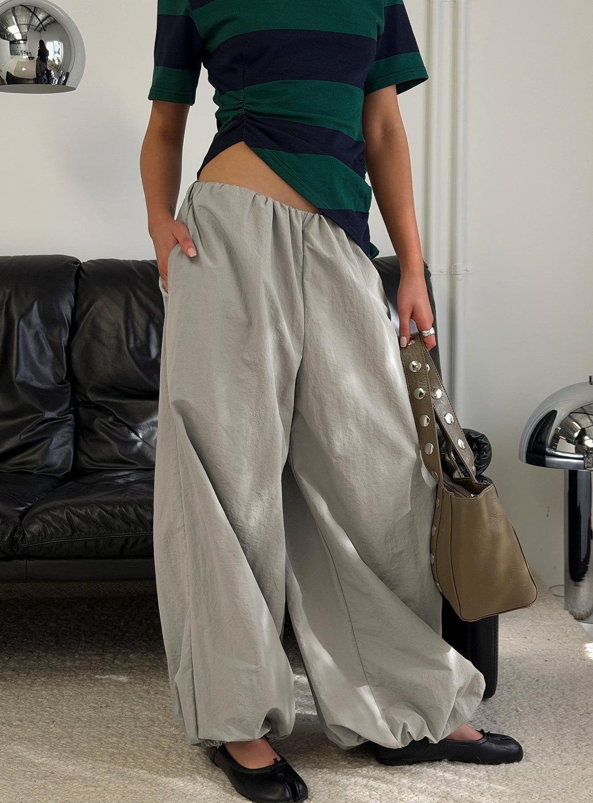 Your Orbit Nylon Baggy Pants Grey