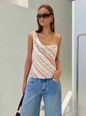 Winding Roads Layered Asymmetrical Top Multi Stripe
