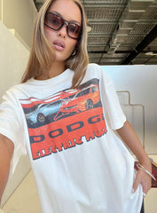 Dodge Electric Muscle Oversized Graphic Tee White