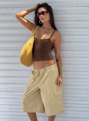 Allyza Baggy Cargo Shorts Stone