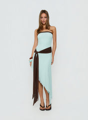 Esperina Strapless Asymmetrical Midi Dress Jelly Mint / Brown