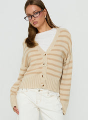 Karlson Striped Cardigan Beige Stripe