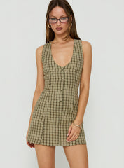 Sylvara Button Up Playsuit Green Check