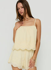 Madison Avenue Embroidered Detail Top Yellow