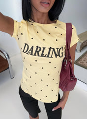 Darling Girl Graphic Top Yellow Polka Dot