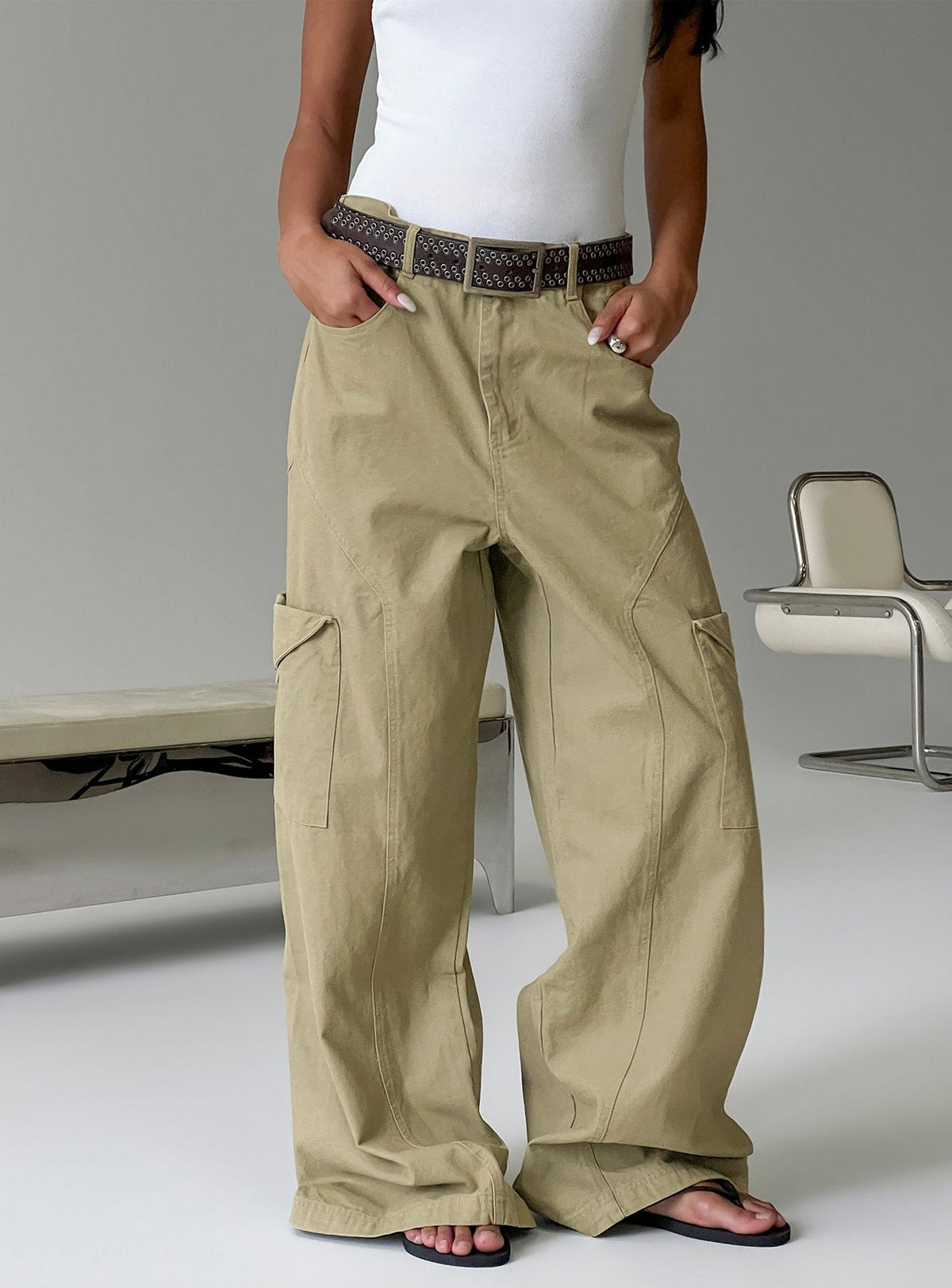 Sylene Pocket Detail Cargo Pants Khaki