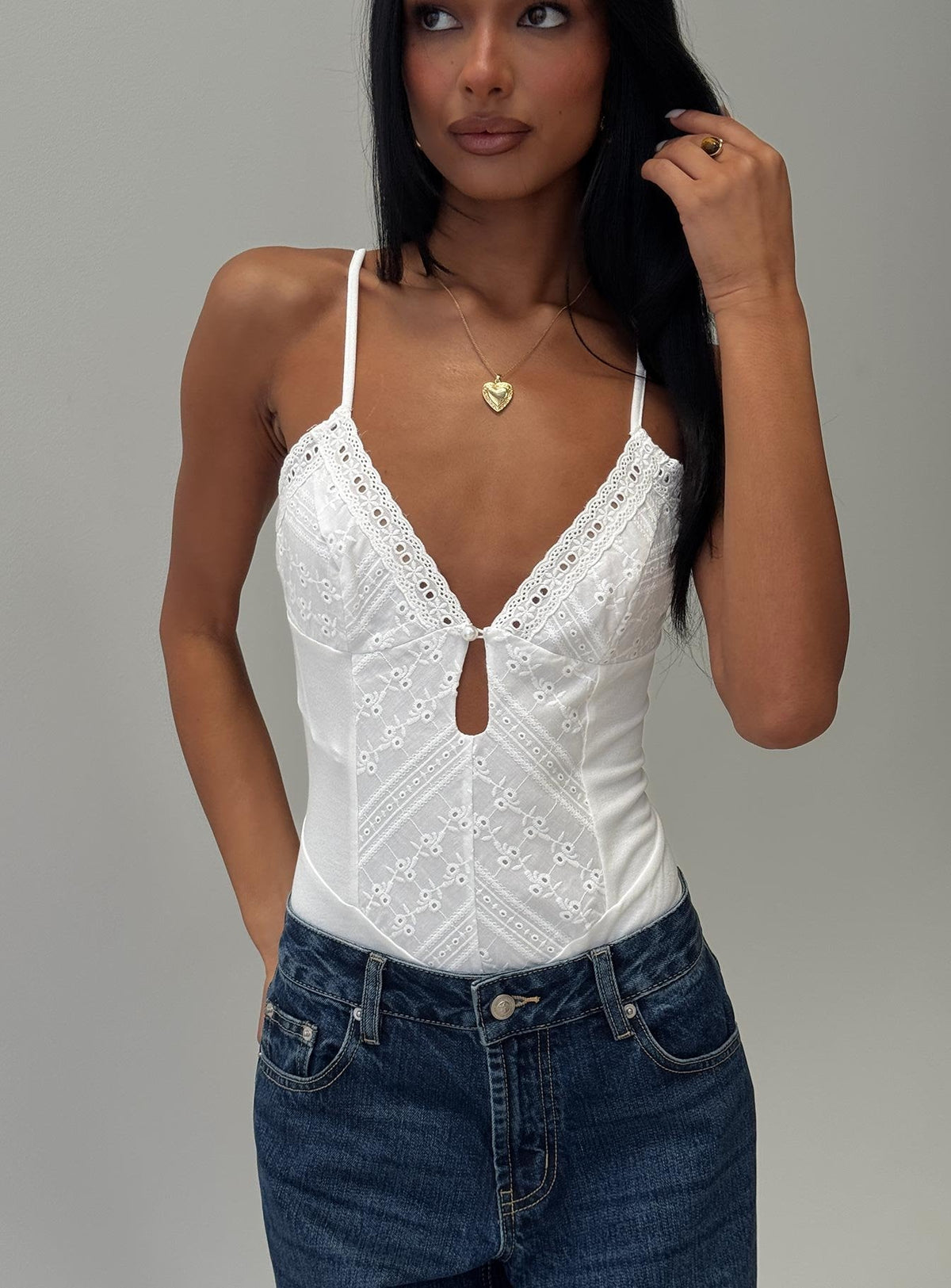 Nerisse Keyhole Bodysuit White