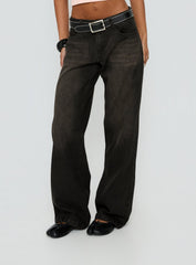 Korinne Low Rise Baggy Jeans Washed Charcoal
