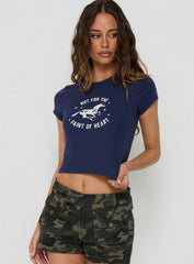Faint of Heart Graphic Baby Tee Navy