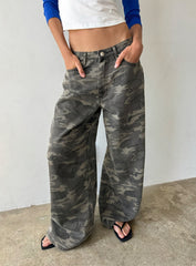 Naylor Mid Rise Wide Leg Jeans Camo