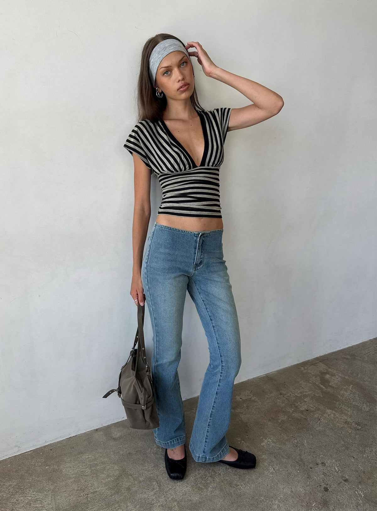 Flow Rider No Waist Low Rise Bootleg Jean Vintage Blue Wash