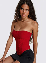 Chevon Strapless Corset Top Red