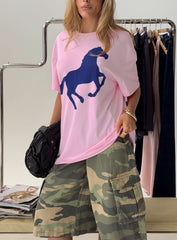 Steely Love Oversized Graphic Tee Washed Pink