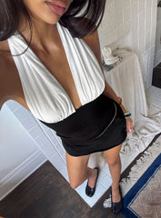 Halyra Contrast Halter Top Black / White
