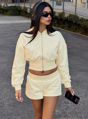 Daytime Cropped Blouson Hoodie Buttercream