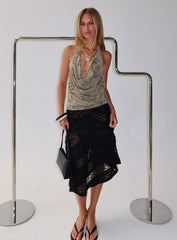 Constancia Asymmetrical Sheer Midi Skirt Black
