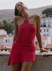 Zenn Ring Detail Draped Romper Red