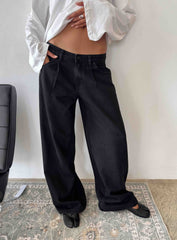 Supercut Low Rise Baggy Pleat Jeans Washed Black