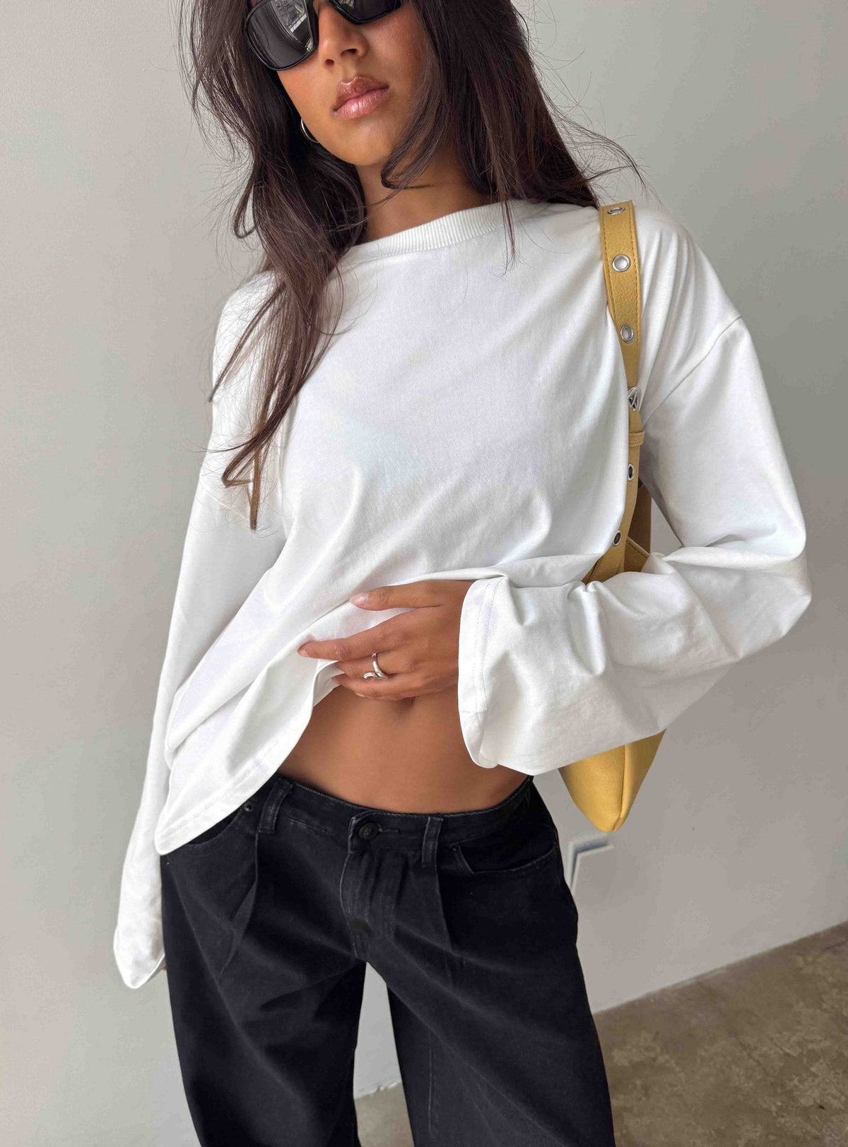 Settle Down Long Sleeve Top White