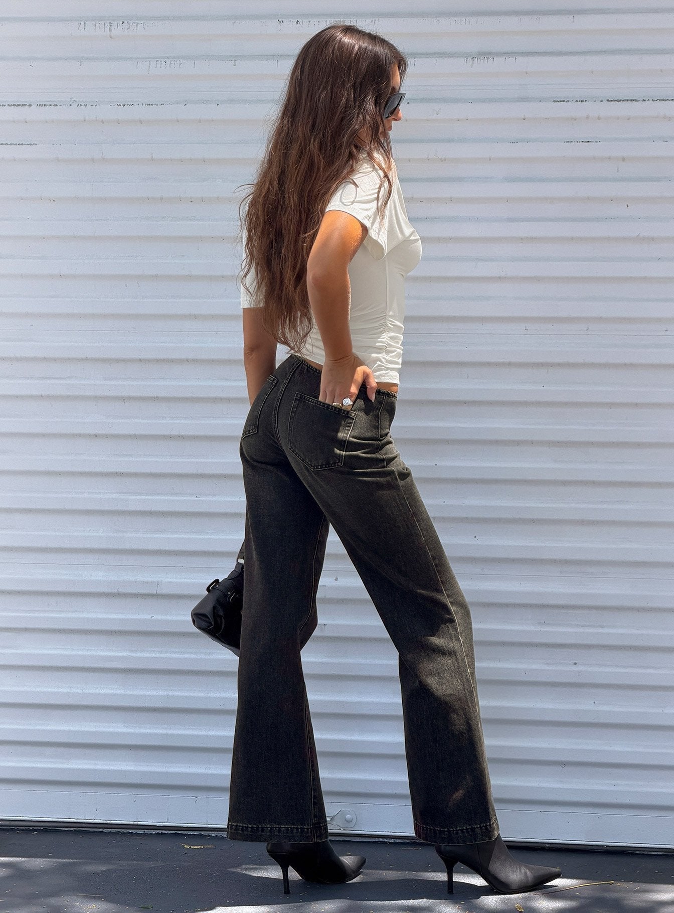 Buenos No Waist Low Rise Straight Leg Jeans Washed Black