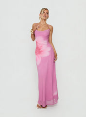 Coletta Cowl Neck Maxi Dress Pink Floral