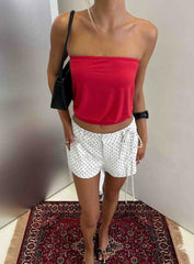 Wryn Strapless Blouson Tie Detail Top Red