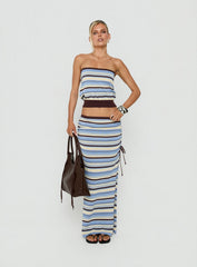 Osamie Knit Drawstring Maxi Skirt Multi Stripe