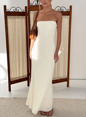 Annarosa Strapless Lace Maxi Dress Cream