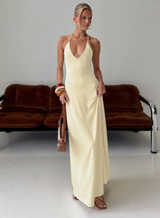 Palmas Halter Maxi Dress Butter Yellow
